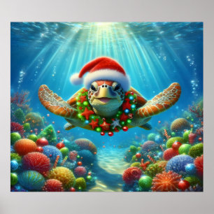 Poster Cartaz de Tartaruga Marinha de Natal