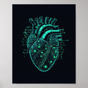 Poster Cartaz de Tecnologia de Coração de Mecha Cyberpunk