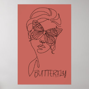 Poster Cartaz de Terracota com Máscara de Borboleta no Ro