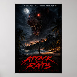 Poster Cartaz de Terror da Criatura da Praia Noturna - Co