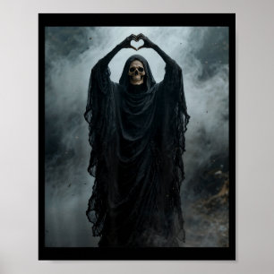 Poster Cartaz de terror de rosto assustador mãos coração 