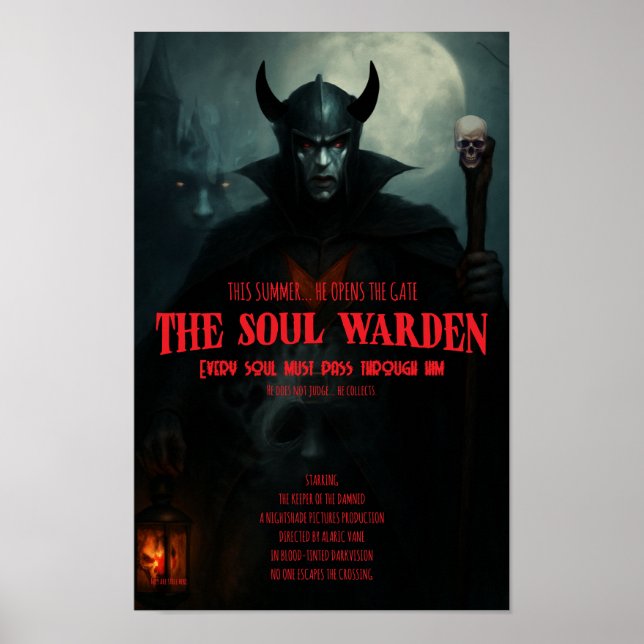 Poster Cartaz de Terror Gótico Arte de Parede Guardião da (Frente)