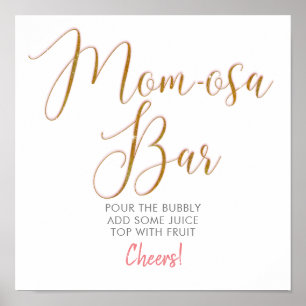 Poster Cartaz de texto em script dourado glitter Mom-osa 