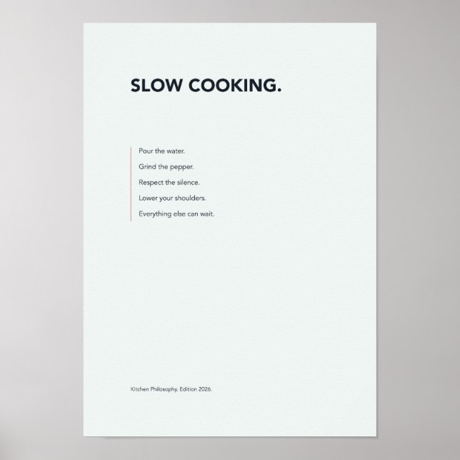 Poster Cartaz de tipografia Slow Cooking (Frente)