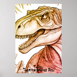 Poster Cartaz de Tiranossauro Rex Dinossauro na Parede do
