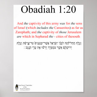 Poster Cartaz de tradução de código aberto Obadiah 1:20