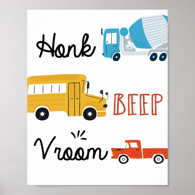 Poster Cartaz de Transporte Honk, Beep, Vroom (Frente)
