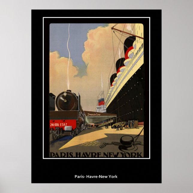 Póster Cartaz de Trem de Paris para Havre e Nova York (Frente)