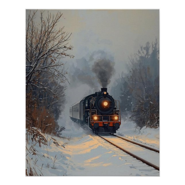Póster Cartaz de Trem em um Dia de Neve (Frente)
