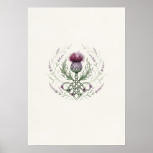Poster Cartaz de Trevo de Nó Celta do Cardo Escocês