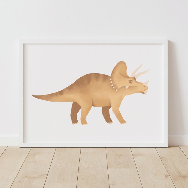 Poster Cartaz de Triceratops Amarelo para Quarto de Crian (Criador carregado)