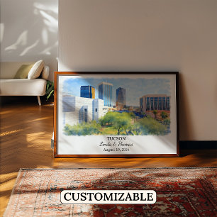 Poster Cartaz de Tucson Arizona, Aquarela, Personalizado