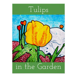 Póster Cartaz de Tulipas no Jardim