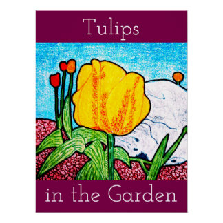 Póster Cartaz de Tulipas no Jardim