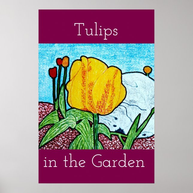 Poster Cartaz de Tulipas no Jardim (Frente)