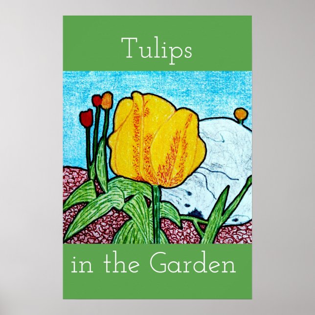 Poster Cartaz de Tulipas no Jardim (Frente)