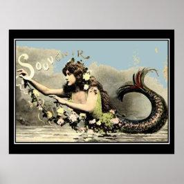 Póster Cartaz de Turista Vintage de Sereia Lembrança