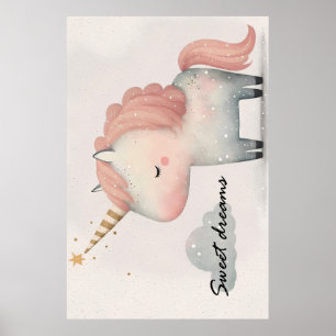 Poster Cartaz de Unicórnio Fofo