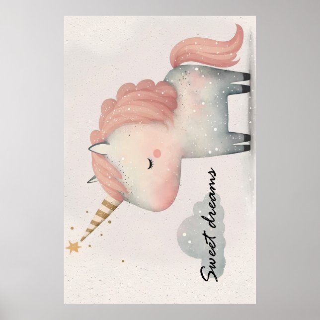 Poster Cartaz de Unicórnio Fofo (Frente)