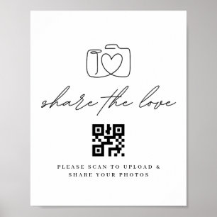Poster Cartaz de Upload de Fotos com QR Code Minimalista
