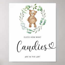 Poster Cartaz de urso pequeno adivinhando quantos doces