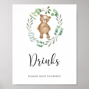 Poster cartaz de urso pequeno Bebidas sirvam-se