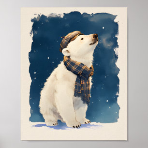 Poster Cartaz de Urso Polar Fofo Arte de Parede para Berç