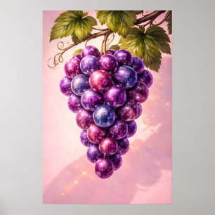 Poster Cartaz de Uva Disco Retro, Arte de Parede Pop Maxi