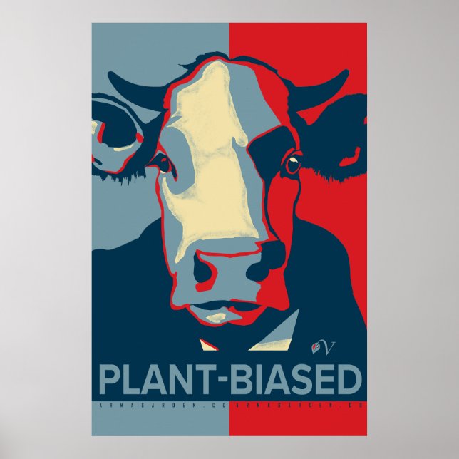 Poster Cartaz de Vaca Inspirado em Pop Art Vermelho Branc (Frente)