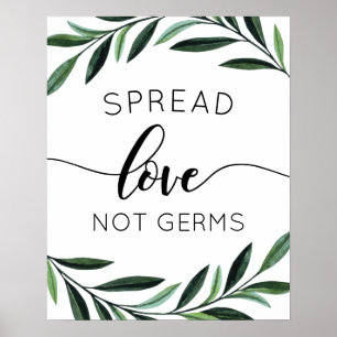 Poster Cartaz De Verde Água Com Aquarela Espalhe Amor Não