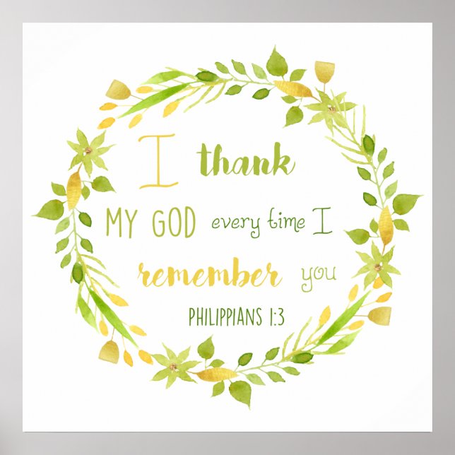 Póster cartaz de versículo bíblico filipenses com aquarel (Frente)