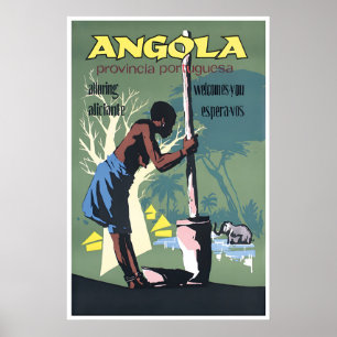 Poster Cartaz de Viagem Angola Arte Africano África Impre