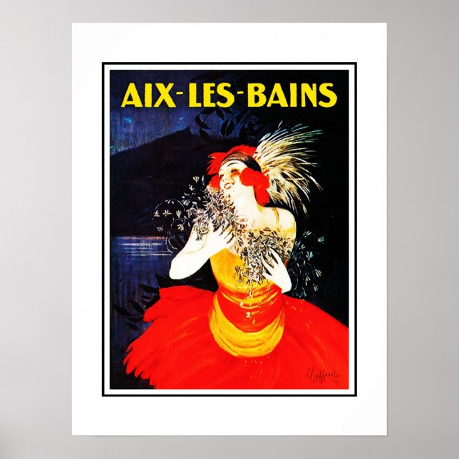 Poster Cartaz de Viagem Antigo Aix Les Bains (Frente)