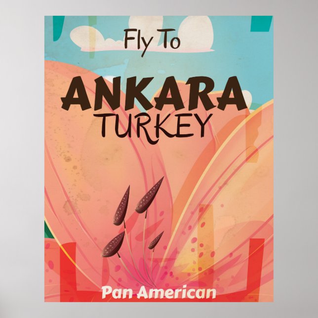 Póster Cartaz de Viagem Antigo Ancara Turquia (Frente)