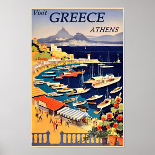Poster Cartaz de Viagem Antigo Atenas, Grécia