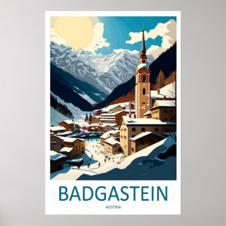 Poster Cartaz de Viagem Antigo Badgastein Esqui Parque Na