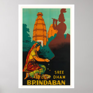 Poster Cartaz de Viagem Antigo Brindaban Índia