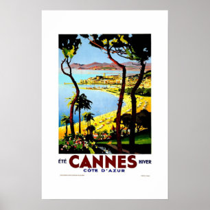 Poster Cartaz de Viagem Antigo Cannes França