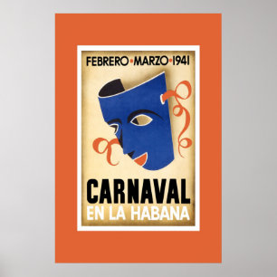 Póster Cartaz de Viagem Antigo Carnaval Cuba Em Havana