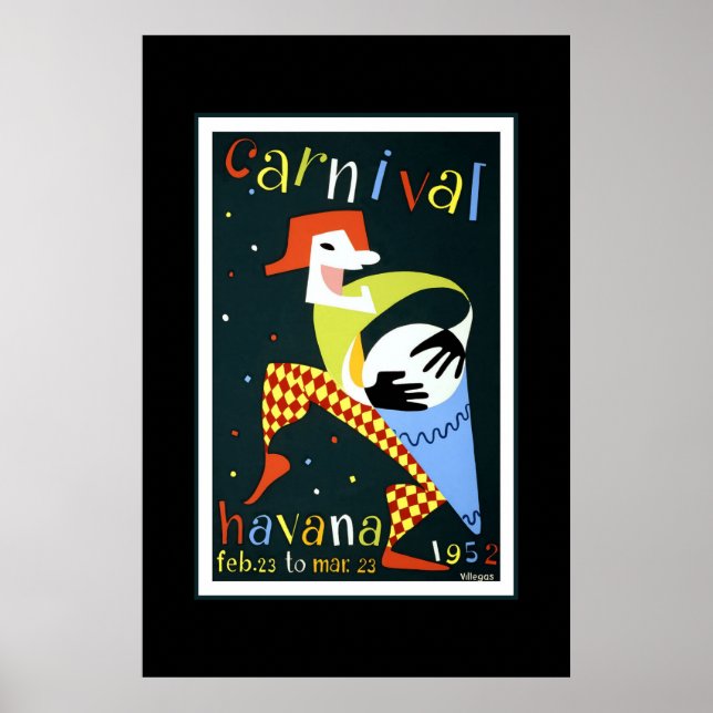 Poster Cartaz de Viagem Antigo Carnaval Cuba Havana (Frente)