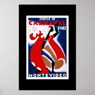 Póster Cartaz de Viagem Antigo Carnaval Uruguai