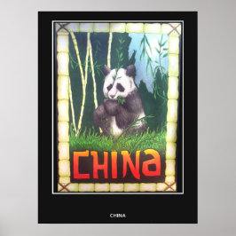 Póster Cartaz de Viagem Antigo China Panda