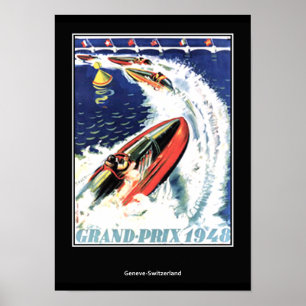 Póster Cartaz de viagem antigo corrida de barco de veloci