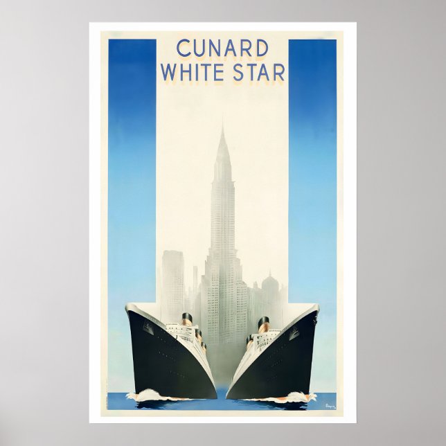 Poster Cartaz de Viagem Antigo Cunard White Star (Frente)