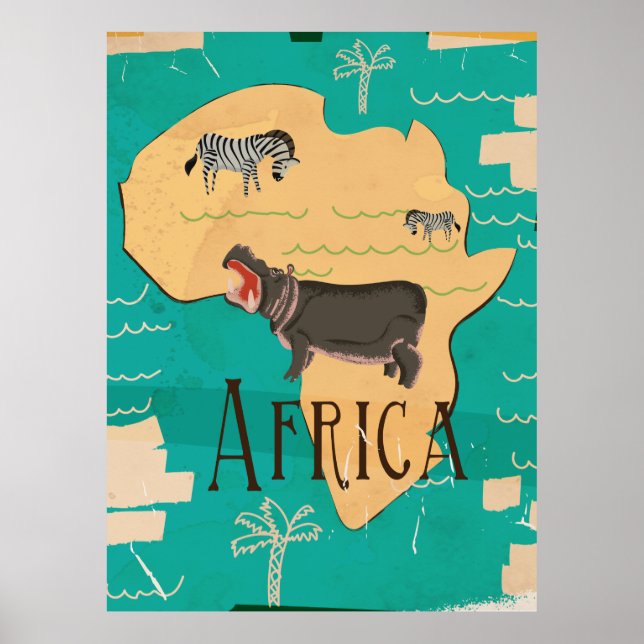 Póster Cartaz de Viagem Antigo da África (Frente)