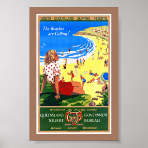 Poster Cartaz de Viagem Antigo da Austrália Restaurado
