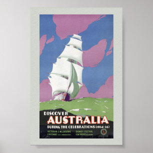 Poster Cartaz de Viagem Antigo da Austrália Restaurado