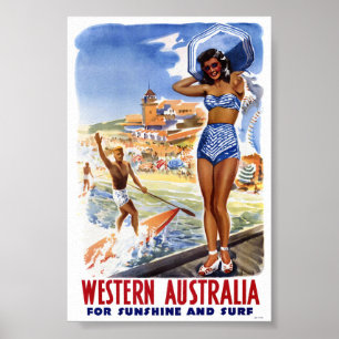 Poster Cartaz de Viagem Antigo da Austrália Restaurado