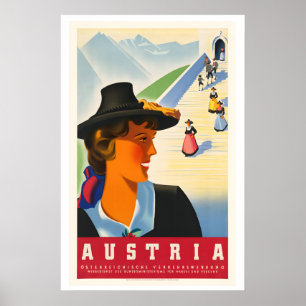 Poster Cartaz de Viagem Antigo da Áustria - Moldurado Se