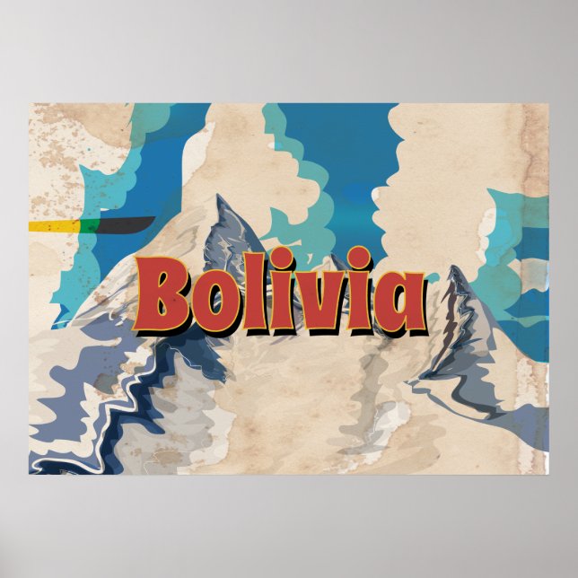 Poster Cartaz de Viagem Antigo da Bolívia (Frente)